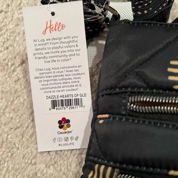 Lug Dazzle Hearts of Gold Quilted Crossbody Bag NWT - Picture 2 of 4